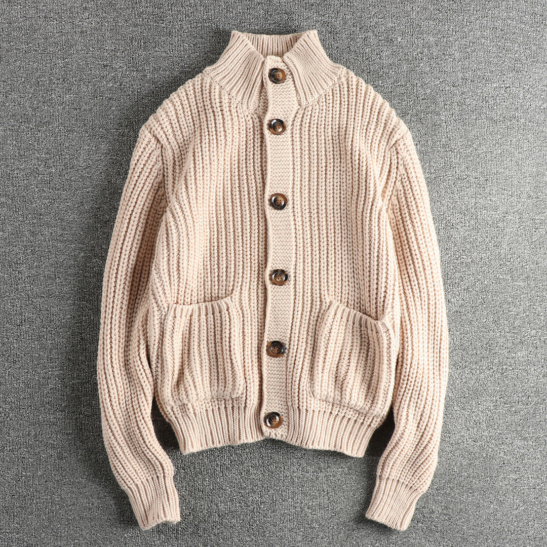 Knit jacket for women with large pockets and button closure Lune London