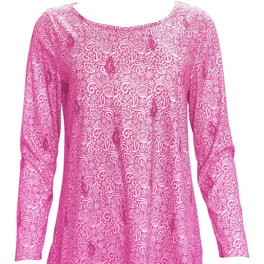Simple long sleeve women's blouse with floral design and round neckline Lune London