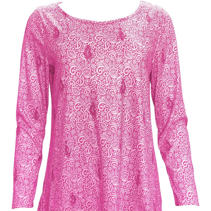 Simple long sleeve women's blouse with floral design and round neckline Lune London