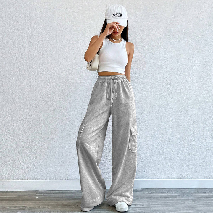 Pantalons cargo pour femmes avec jambes larges et taille élastique Chic & Stil