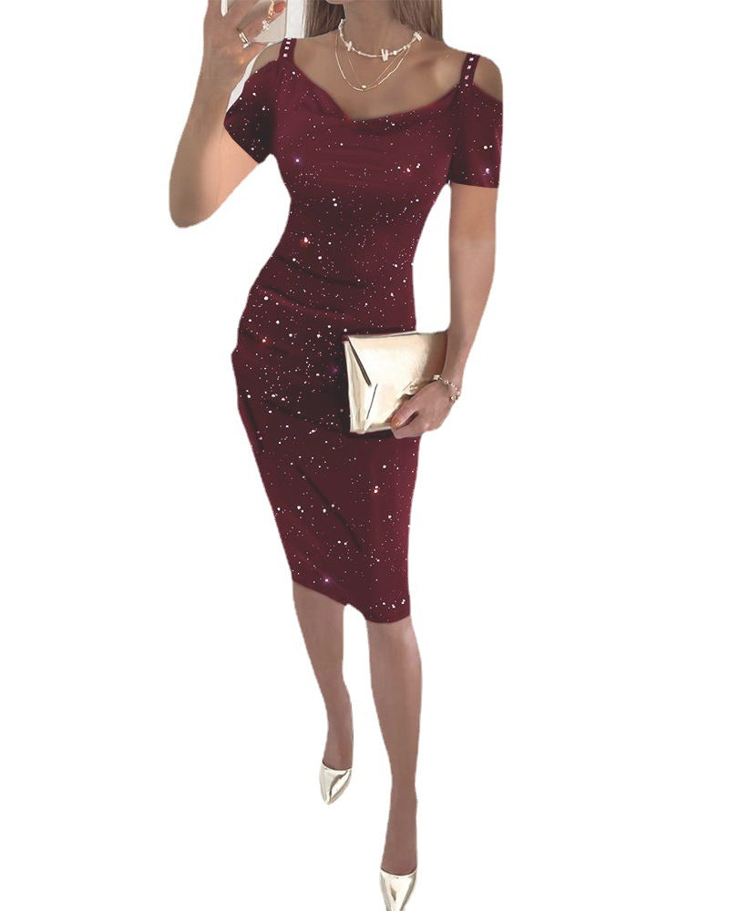 Strapless dress with ruffles Lune London