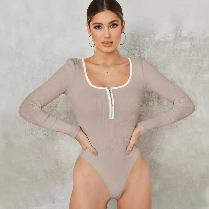 Long sleeve bodysuit for ladies with zip detail Lune London