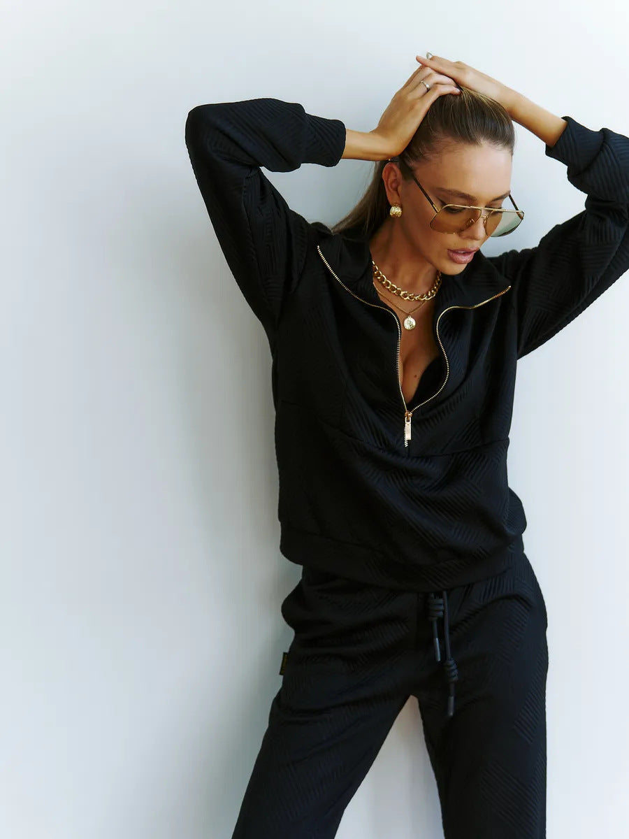 Ladies Modern High Collar Fleece Sports Jacket with Zipper Lune London