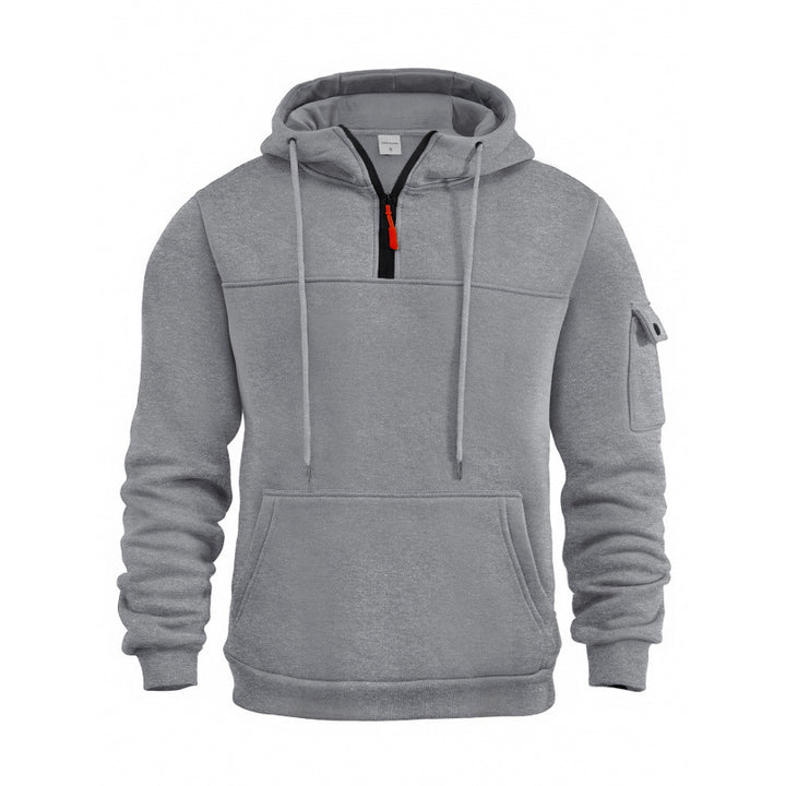 Men's Hooded Sweatshirt with Half Zipper and Side Pockets Lune London