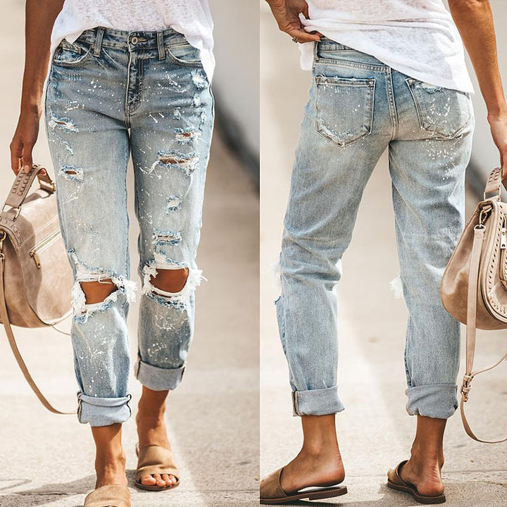 Boyfriend Destroyed Jeans for women with casual chic details and style