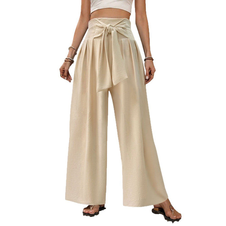 Pantalons palazzo pour femmes avec taille haute et détails de nouage