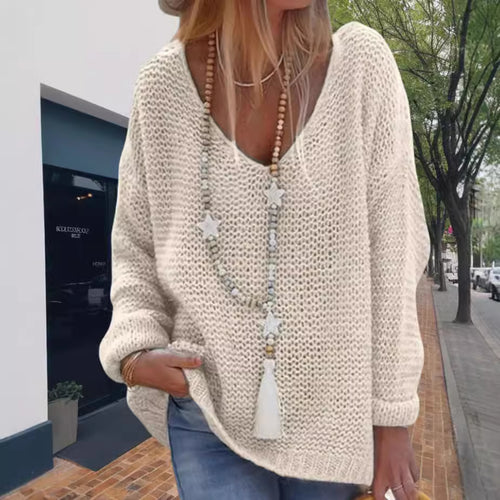 Women knitted sweater with V-neck and relaxed fit Lune London
