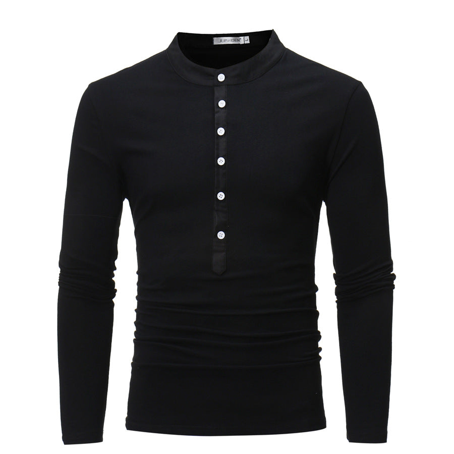 Men's long sleeve shirt with trendy high collar and button detail Lune London