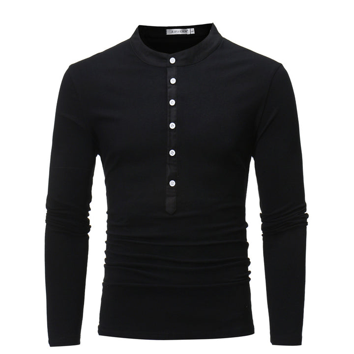Men's long sleeve shirt with trendy high collar and button detail Lune London