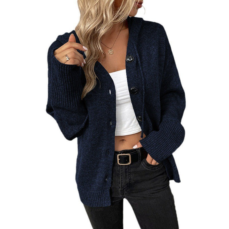 Women Fashion Cardigan with Hood and Practical Button Details Lune London
