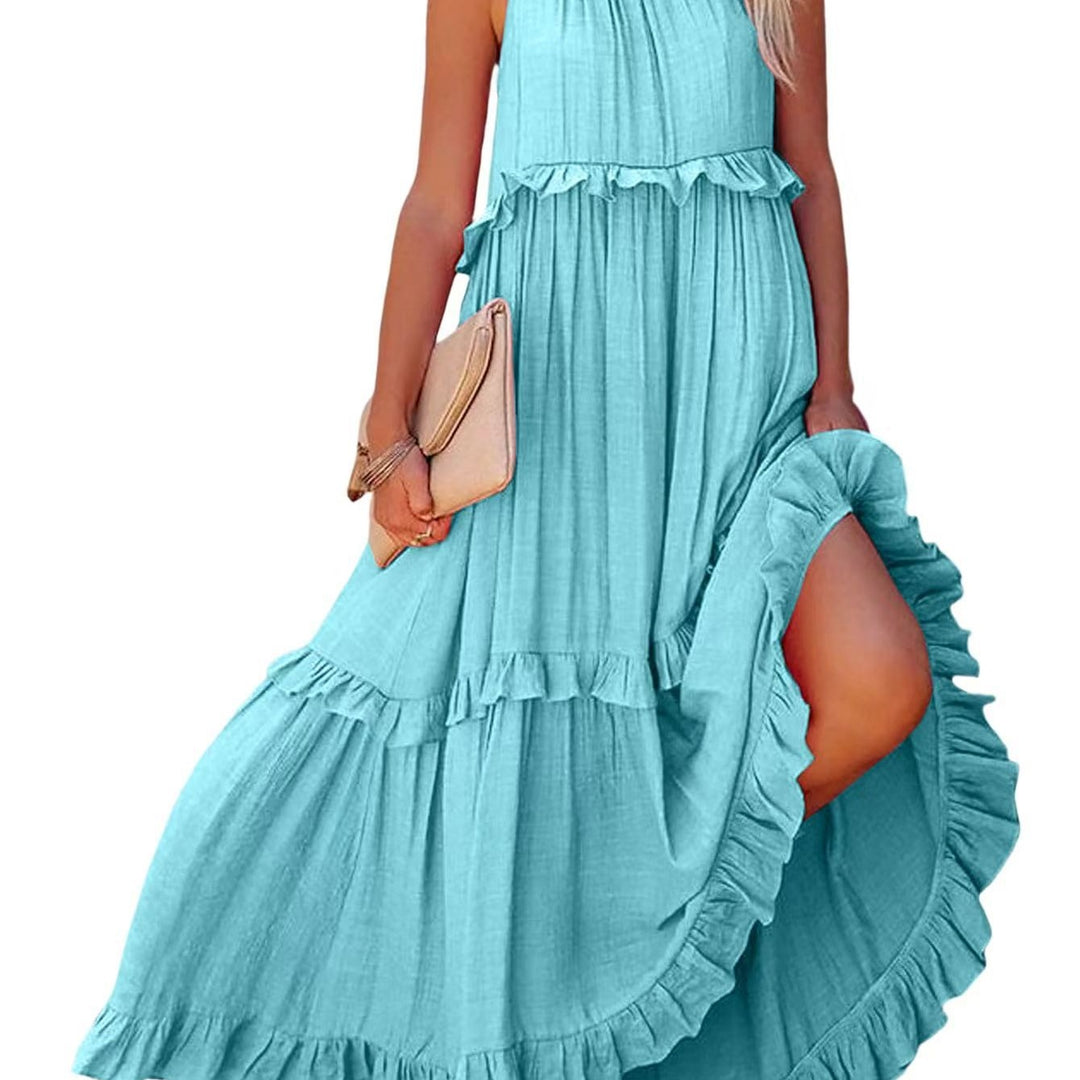 Maxi dress for women with ruffled details and airy silhouette Lune London