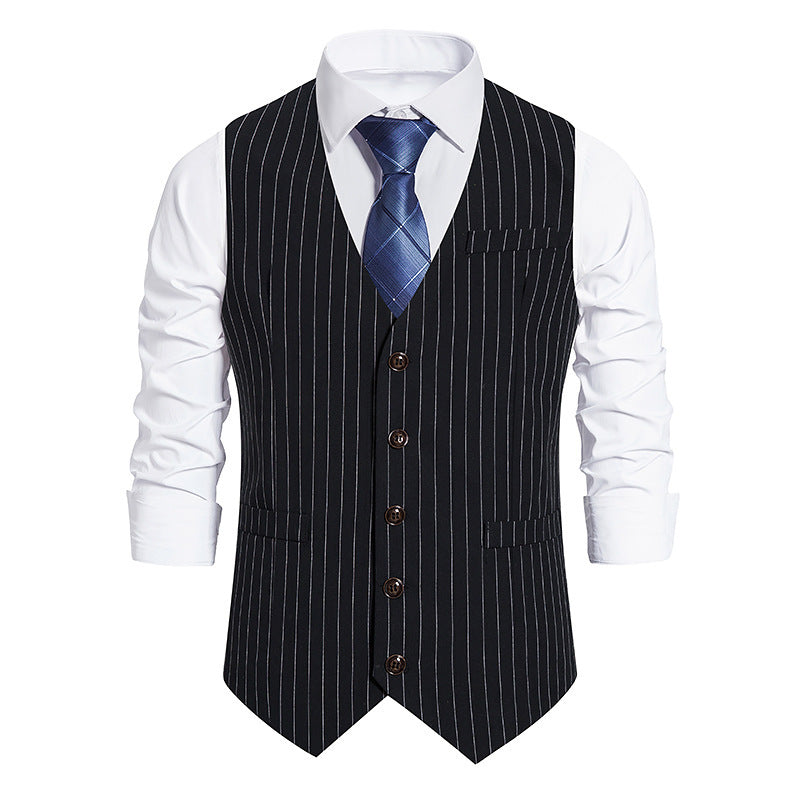 Elegant men's suit vest with modern striped design and practical pockets Lune London