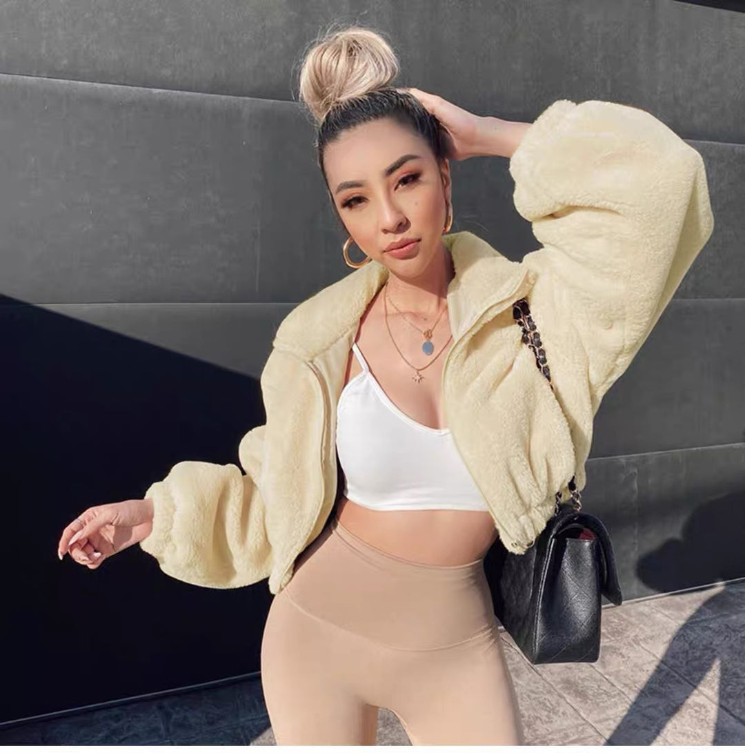 Ladies comfortable fleece jacket with oversized cut Chic and Style