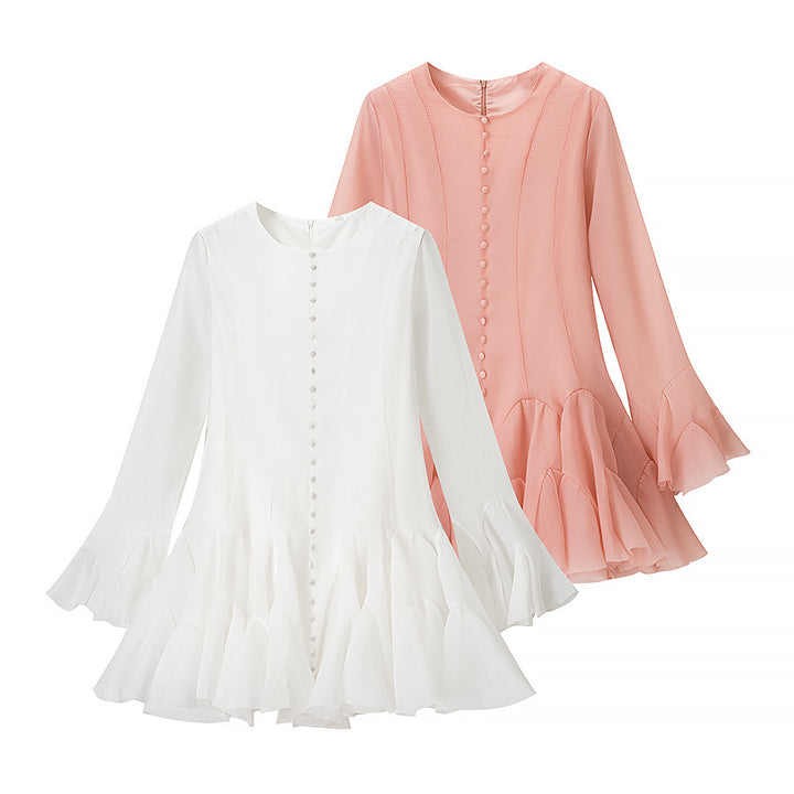 Fringe dress for women with flowing ruffle finish Lune London