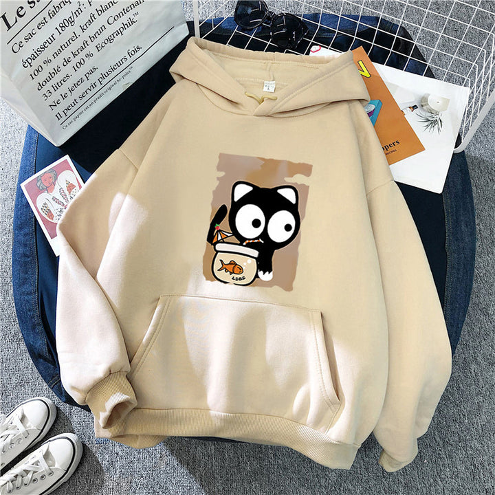 Women's hooded sweatshirt with cute cat design Chic & Stil