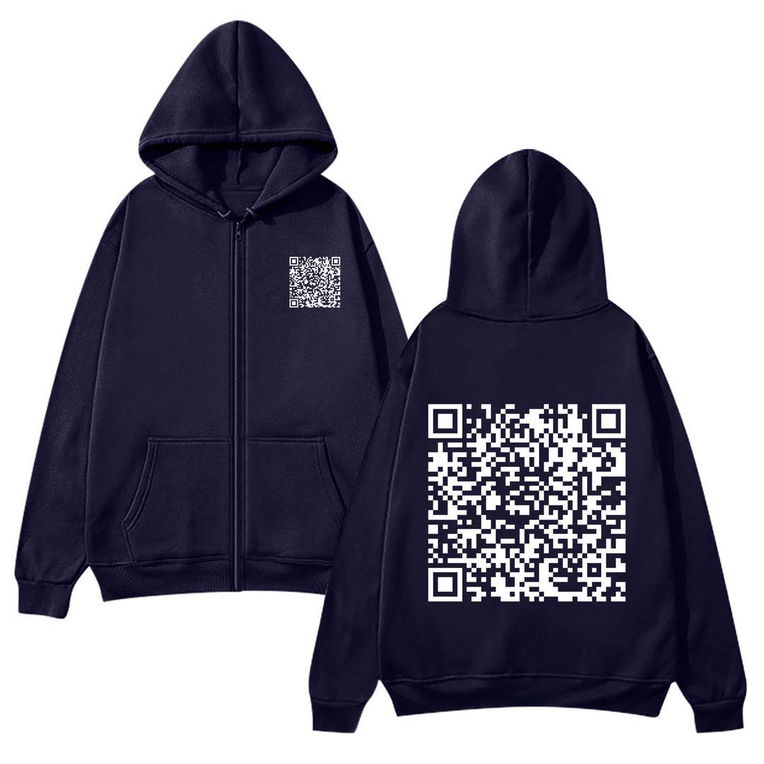 Women's hoodie jacket with QR code design and soft fleece Lune London