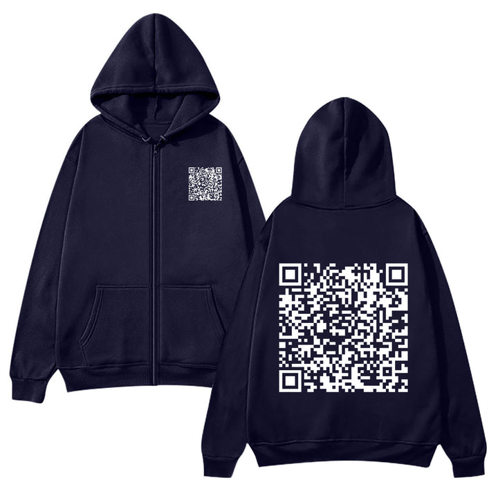 Women's hoodie jacket with QR code design and soft fleece Lune London