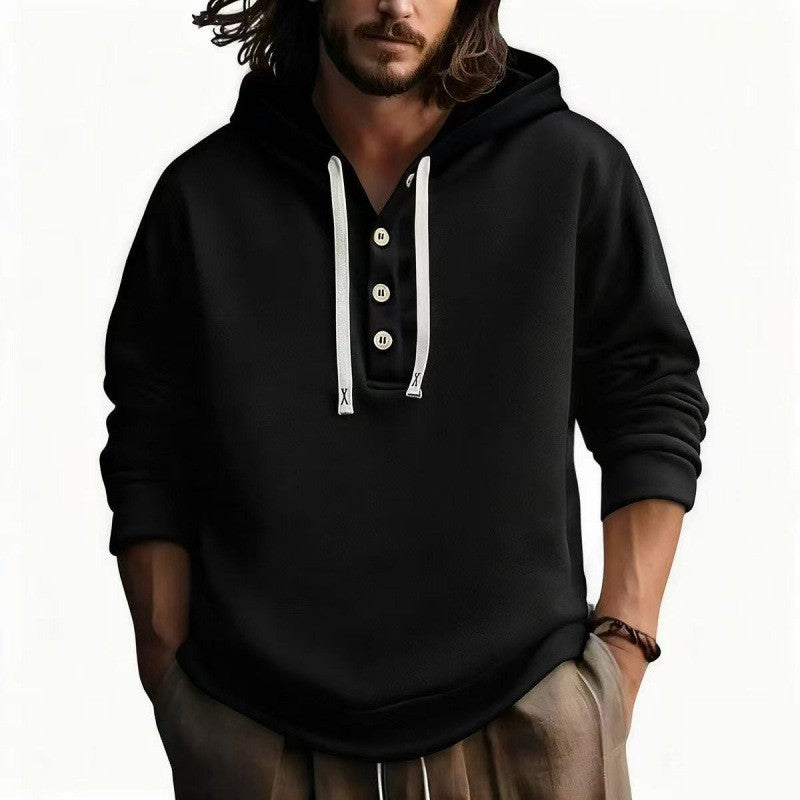 Men's hooded sweatshirt with button placket Chic & Stil