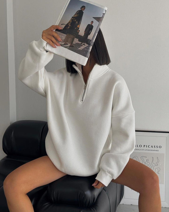 Women's sweatshirt with high collar and zipper Lune London