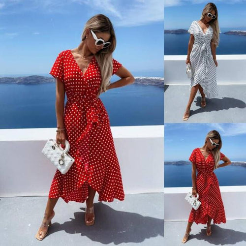 Lune London Women's Fluid Polka Dot Maxi Wrap Dress