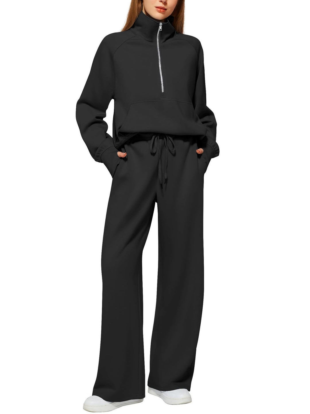 Lune London Women's Sports Loungewear Set with High Collar and Flared Legs