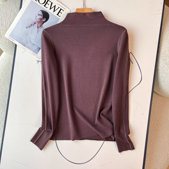 Chemise polo à manches longues sportive pour femmes avec solution de col élégant Chic & Stil