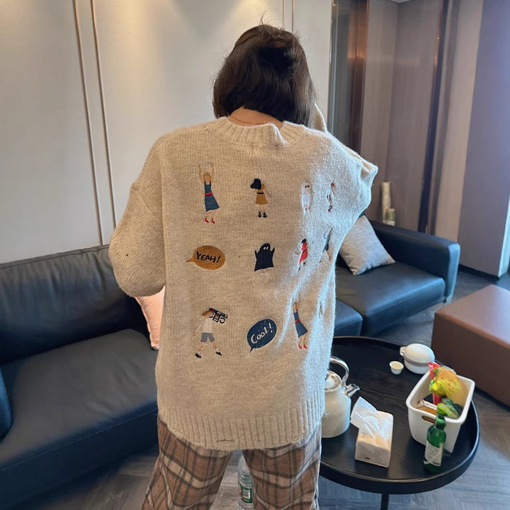 Pull en maille épaisse pour femmes avec broderie unique Chic & Stil