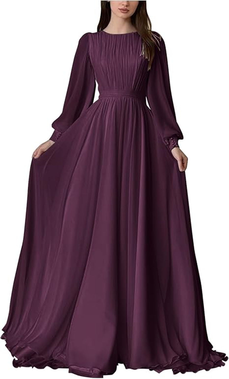 Women's Maxi Party Dress with Long Flowing Sleeves and Lace Accents Lune London