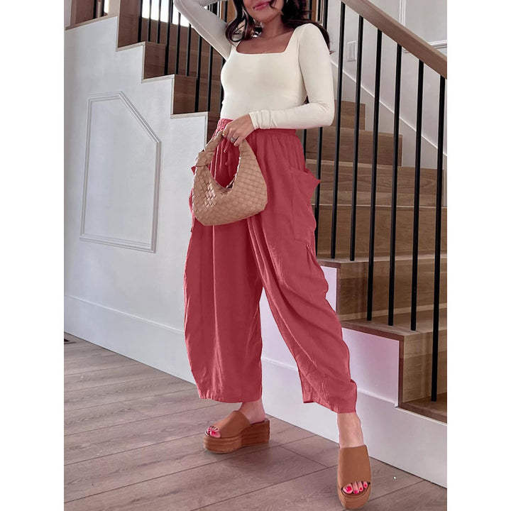 Casual harem pants for women with practical side pockets and loose fit Lune London