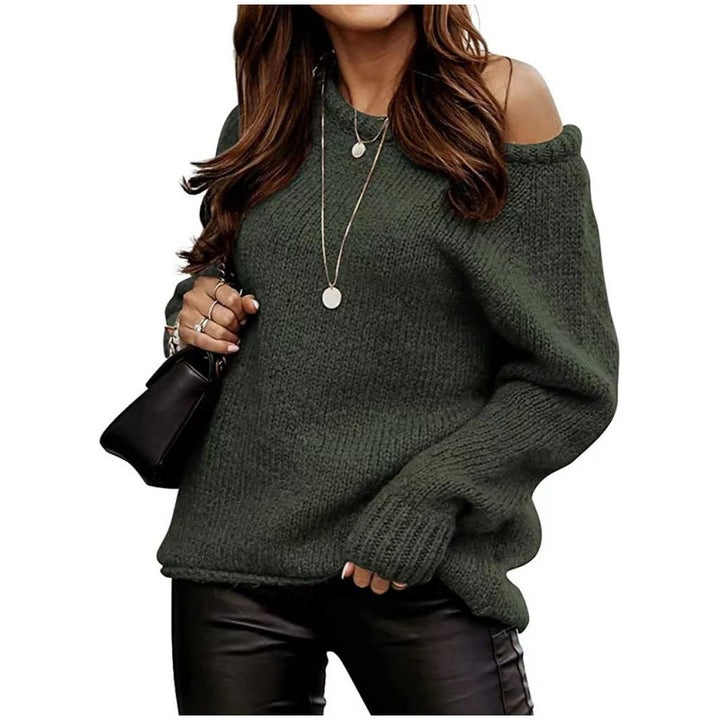 Casual sweater for women with an open shoulder design and soft knit Lune London