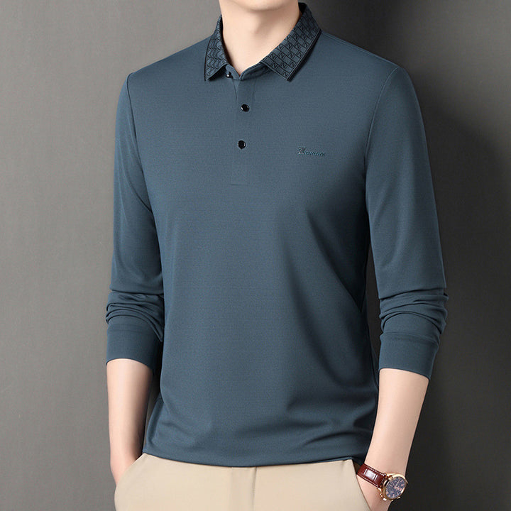 Men's Long Sleeve Polo with Structured Collar and Functional Design Lune London