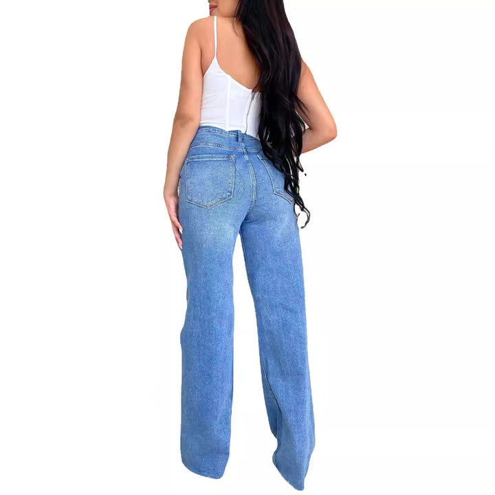 Women's wide-cut jeans with distressed details and high waistband Lune London