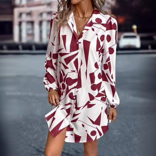 Geometric Print Button Dress for Women Lune London