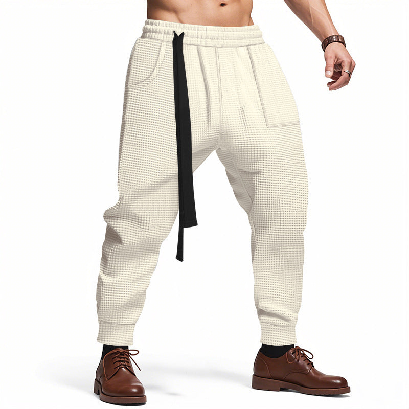 Men's casual fabric trousers with functional pockets and practical drawstring Chic and style