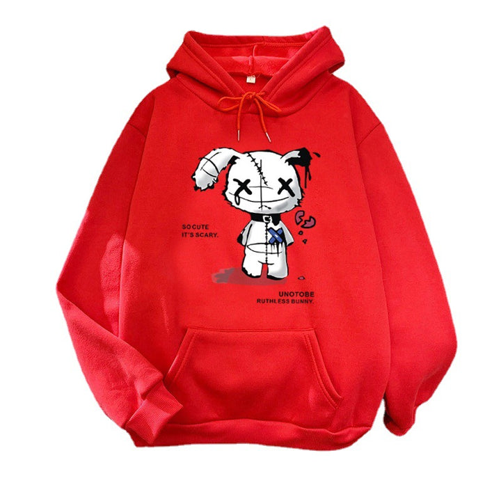 Ladies hooded sweatshirt with unique cartoon design and cozy inner lining Chic & Stil