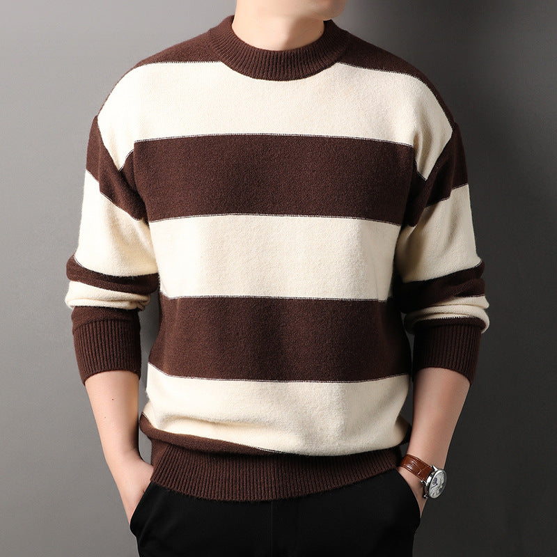 Knitted sweater for men with a nice striped pattern and a modern fit Lune London