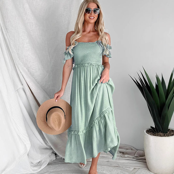 Lune London women's tiered smocked maxi dress
