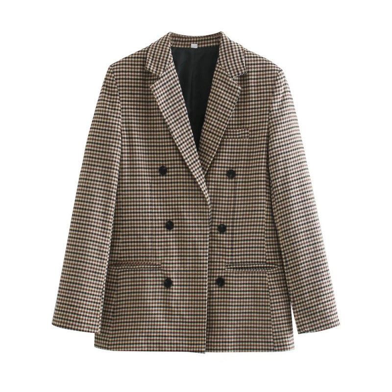 Plaid blazer jacket for women with double-breasted closure and ideal fit Lune London