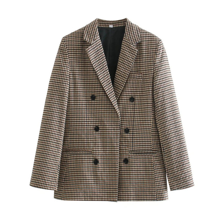 Plaid blazer jacket for women with double-breasted closure and ideal fit Lune London