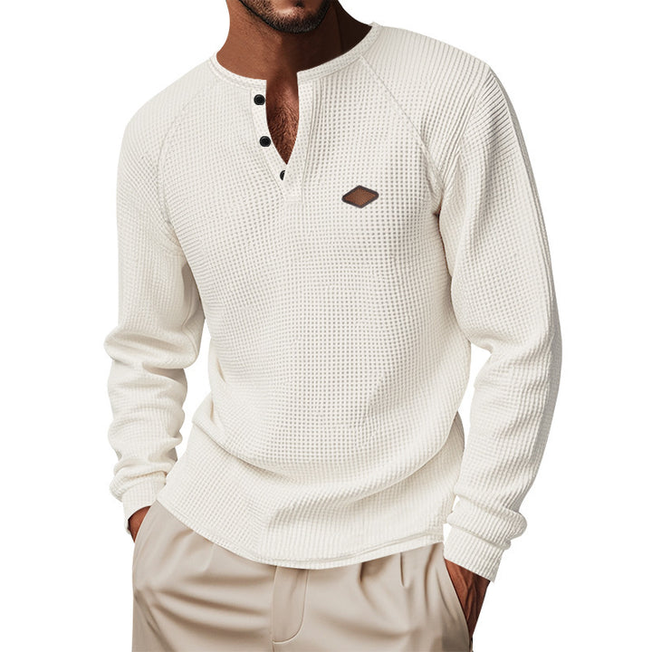 Men's long-sleeve Henley shirt with textured surface Lune London