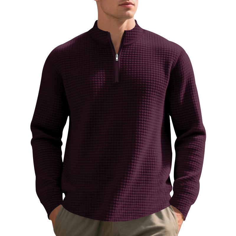 Functional pullover for men with half-zip and refined structured design Lune London