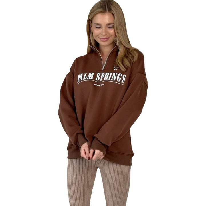 Women casual sweatshirt with high collar and graphic print Lune London