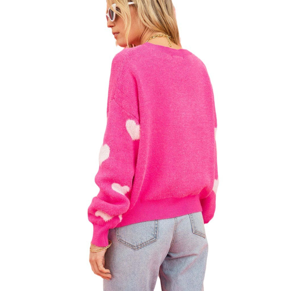 Pull femme avec applications en forme de cœur et coupe ample Chic & Stil