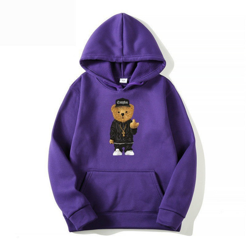 Women’s hoodie with artistic bear design and kangaroo pocket Chic & Stil