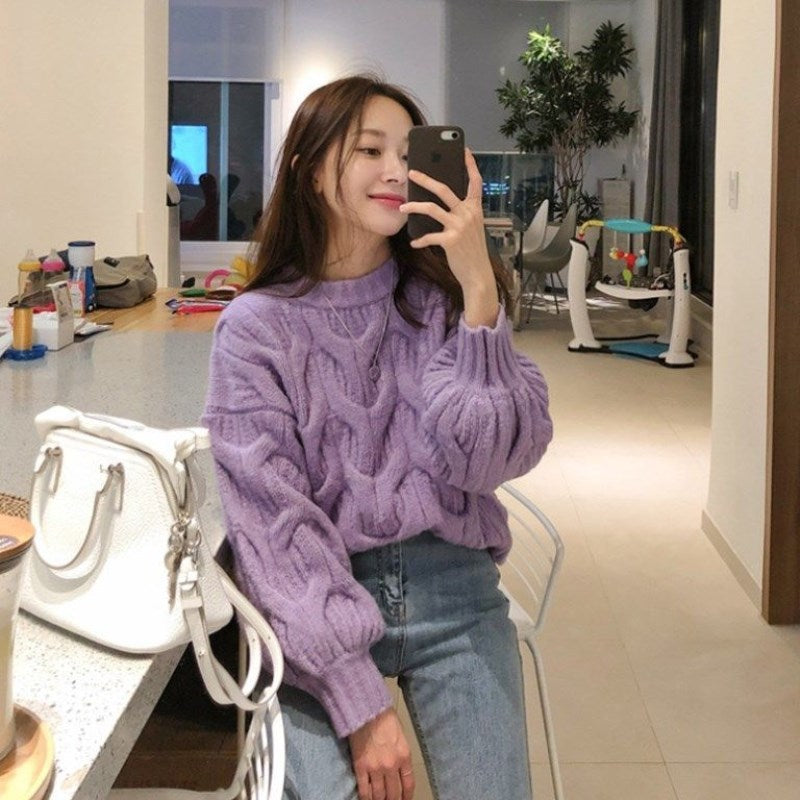 Pull en maille épaisse pour femmes avec un design de câbles élégant et une coupe décontractée Chic & Stil
