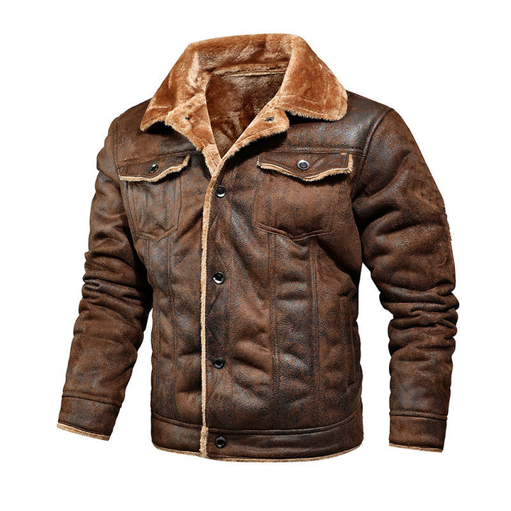 Fleece lined leather jacket for men Lune London