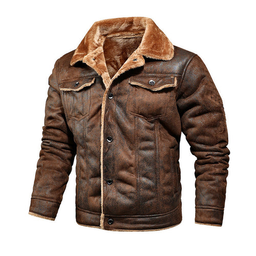 Fleece lined leather jacket for men Lune London