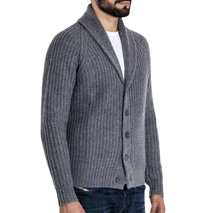 Modern shawl collar knitted jacket for men Lune London