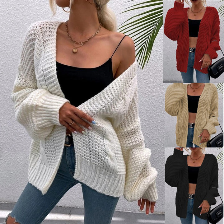 Women Open front knit cardigan with practical pockets Lune London