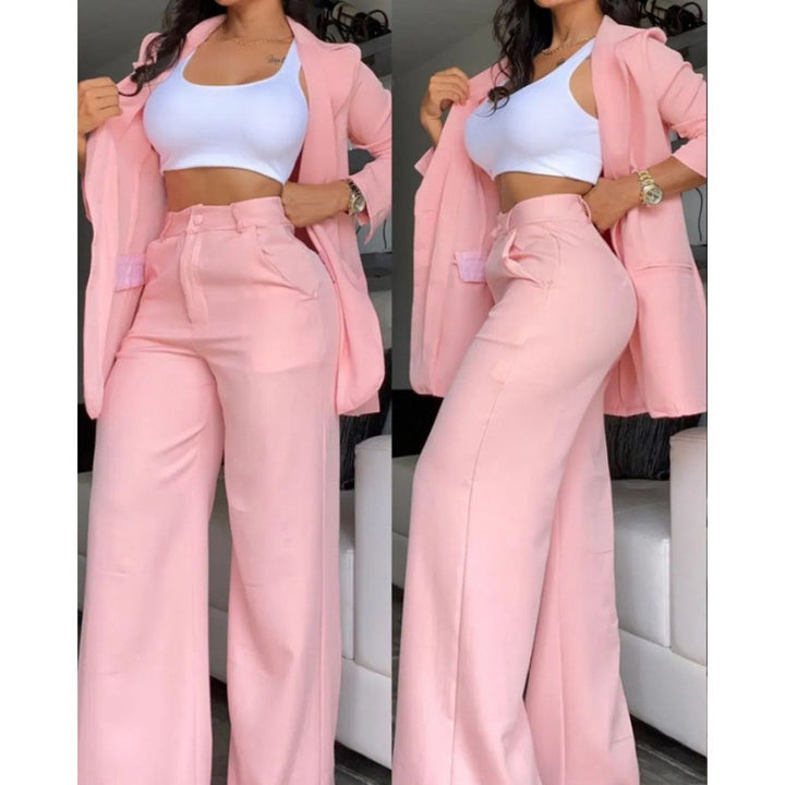 Ladies Elegant wide pants and fitted blazer Set Lune London